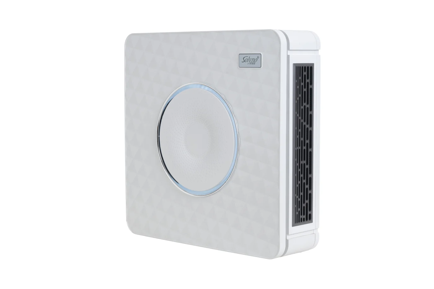 Solyno AirGuard 400 wall-mounted air disinfection unit, three-quarter view